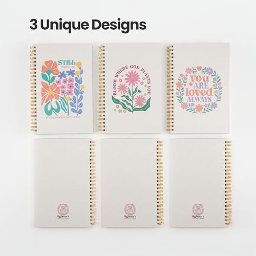 Christian Notebook Set of 3 - Bible Study Prayer Journals, Joyful Bloom