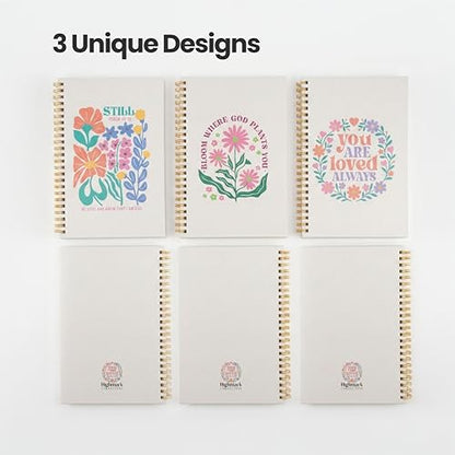 Christian Notebook Set of 3 - Bible Study Prayer Journals, Joyful Bloom