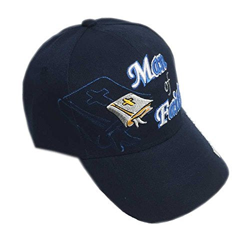Aesthetinc 3D Embroidery Christian Bible Verse Man of Faith Jesus Christ Religious Baseball Cap - color: Man of Faith Navy