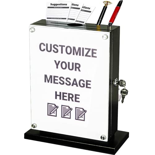POCHAR Metal Large Suggestion Box With Slot and Lock, Safe Lock Tip Jar - color: Black