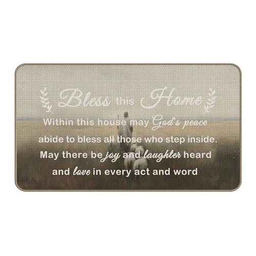 Bless this Home Decorative Indoor Outdoor Doormat,House Warming Gifts Front Door Mat 17x30 Inch Religious Decoration Welcome Mat - for Home Entrance, Outside Entry, Yard, Floor, Patio（white 02） - color: 17 Doormat C