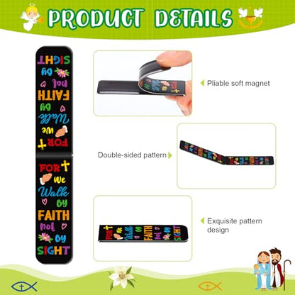 Harloon 48 Pcs Christian Bookmarks Bible Verses Magnetic Bookmarks, Vibrant - style: Vibrant