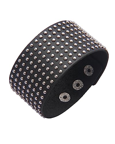 GelConnie Leather Cuff Bracelet Punk Braided Bracelets Rock Leather Wristbands Faux Mens Leather Bracelet Gothic Viking Bangle Adjustable Wrap Bracelet for Women,Men - color: Black Leather Bracelet