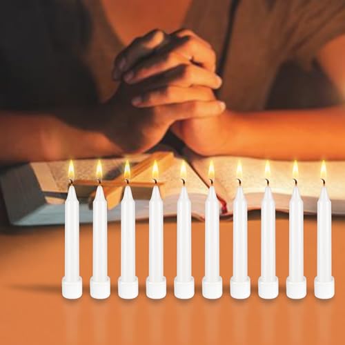 10 pcs Unscented 4 Inch White Taper Candles, Multi Purpose, Household General Usage, Emergency Lighting, Church, Prayer Vigils, Religious Ceremonies