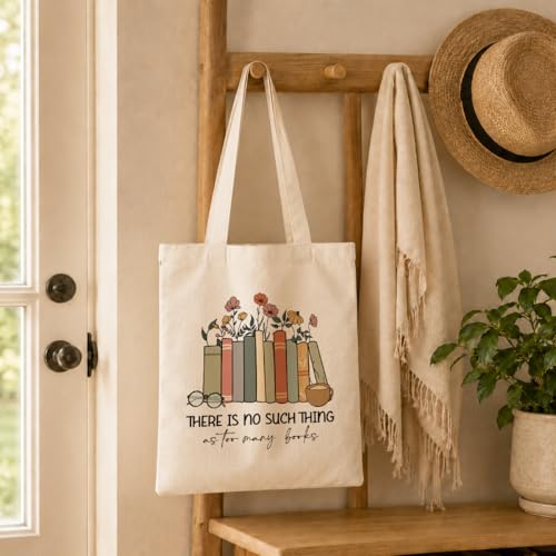 Aesthetic Flower Canvas Tote Bags, There is No Such Thing as Too Many Doodles, Cute Aesthetic Reading Accessories, Canvas Tote Bag for Women, Useful Gifts for Book Lovers - color: Style 02