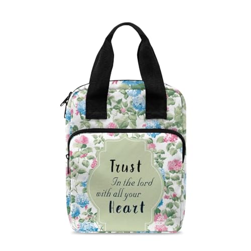 Bible Cover Case for Women, Trust in the Lord with All Your Heart, Large Bible Cover with Handle Carrying Case Study Supplies Accessories - color: Fower