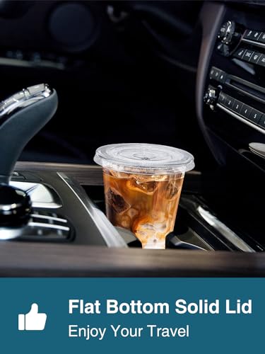 SHOPDAY Disposable Plastic Cups with Lids 8 oz Clear Plastic Cups 100 Pack, Cold Drink Containers Party Cups for Beverage Coffee Soda Juice Smoothie - size: 100 Count (Pack of 1)
