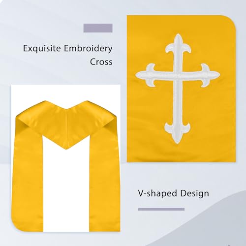 Piecatle Choir Stole with Cross Embroidery for Church, Ideal for Costume,60" - color: Gold