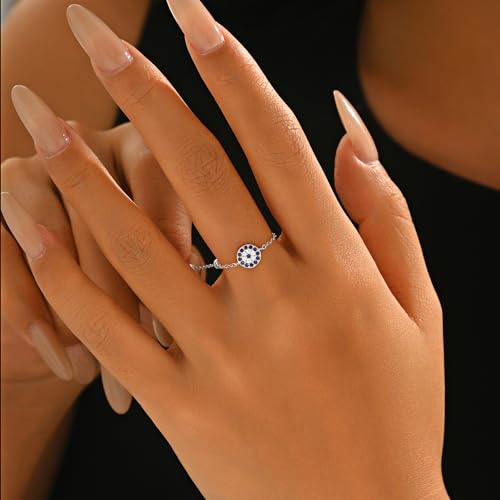 925 Sterling Silver Adjustable Link Chain Rings for Women Daughter - color: Style 7-Silver