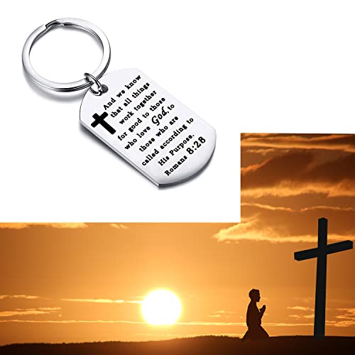 Gzrlyf Romans 8:28 Keychain Christian Gifts and We Know that All Things Work together for Good for Those who Love God
