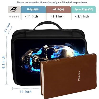 Bible Cover for Women Kids, Bible Carrying Case Church Bag Bible Protective with Zippered Back Pocket, Gift for Adults Lady Women Men, Fire Skull - color: Fire Skull