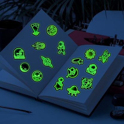 50 Pcs Glow in The Dark Neon Space Water Bottle Stickers - color: Luminescent-475kscp