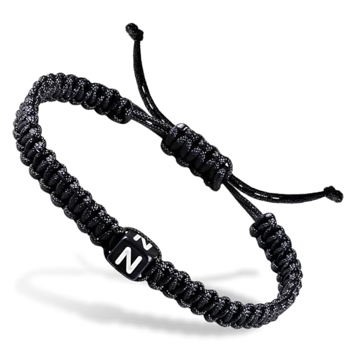 Handmade Letter Initial Bracelets A M K for Women Men Teens Cross Bracelet Black Rope Braided Jewelry Jesus Christian Bracelets Gift - color: N