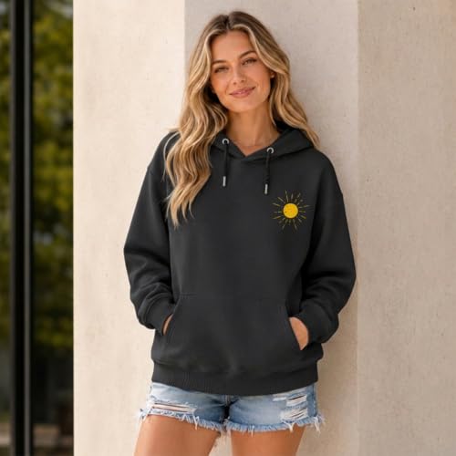 Christian Bible Verse Hoodie For Women Faith Can Move Mountains Sweatshirt Religious Sun And Mountain Graphic Hoodie - color: Black, size: Large