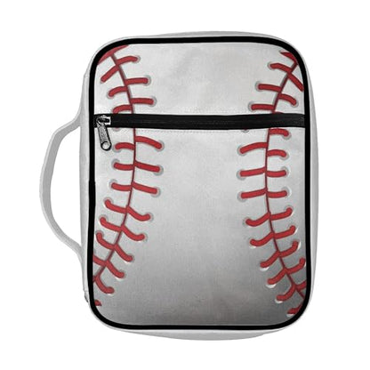 Coldinair Baseball Bible Cover for Women Girls Butterfly Bible Case Scripture Study Carrying Book Cover Church Bag Protective with Handle and Zippered Pocket - color: Baseball,white