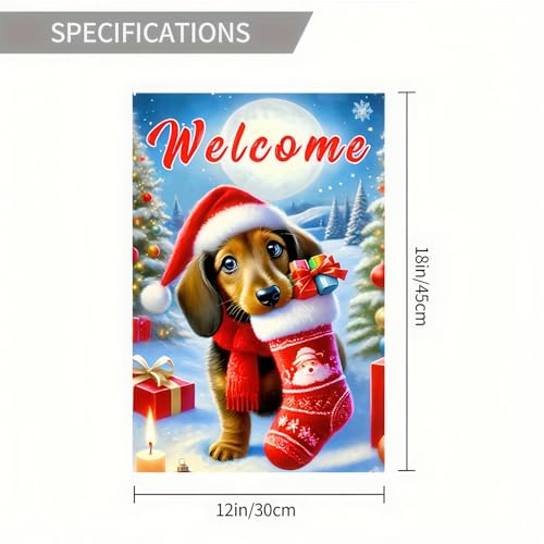 BlissYard Christmas Dachshund Dog Garden Flag 12x18 Inch Polyester - color: Dachshund Dog