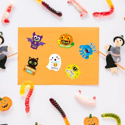 Haooryx Halloween Religious Sticker Roll, 300Pcs Make Your Own Pumpkin Cat - style: Religious Halloween 1Roll