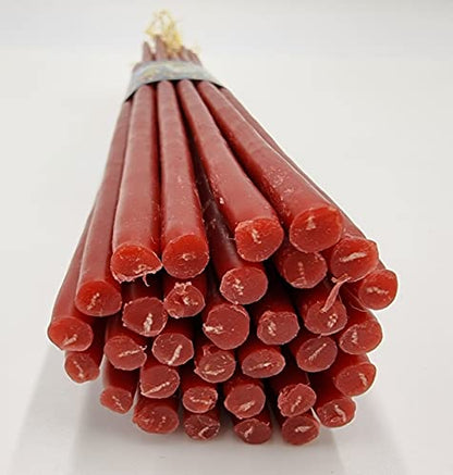 TALISMAN4U 33 Beeswax Taper Candles 11 inch Jerusalem Church Candles - color: Red