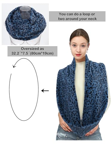 LA CARRIE Womens Leopard Print Infinity Scarf Loop Circle Neck Warmer - color: Leopard Blue