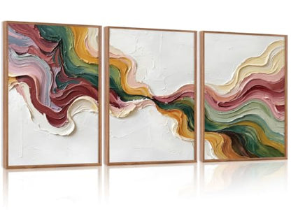 CHDITB 3D Textured Abstract Wave Framed Wall Art, Flowing Ribbon Painting - color: 3d Wave