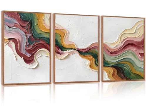 CHDITB 3D Textured Abstract Wave Framed Wall Art, Flowing Ribbon Painting - color: 3d Wave