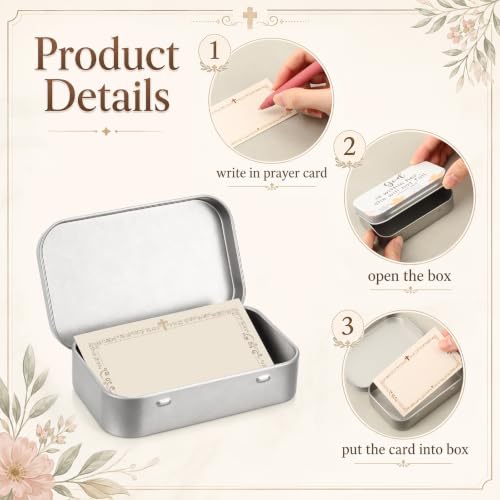 144 Pcs Prayer Box Set, 24 Tins, 120 Prayer Cards, Christian Gifts Bulk - style: Bohemian
