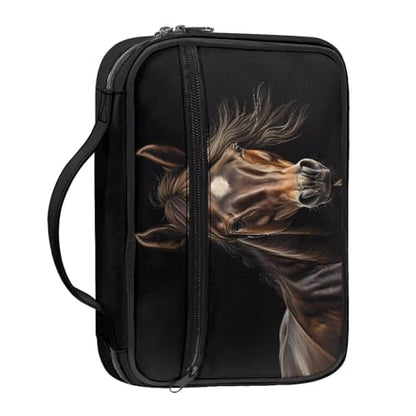 Bible Cover Church Carrying Book Case Polyester Bible Protective with Pen Slots and Zippered Pocket Customizable - color: Brown Horse