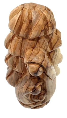 Zuluf Olive Wood Holy Family Nativity Statue 6.9 Inch with Carved Olive Tree Back, Hand-Carved Bethlehem Two-Sided Sculpture of Joseph Mary Baby Jesus, Catholic Mantle Centerpiece Christmas Decor Gift