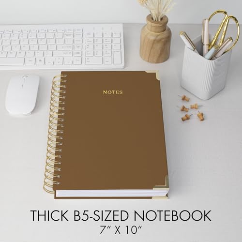 Aesthetic Thick Spiral Notebook Journal For Women in B5 - Linen Hardcover - color: Camel, size: B5