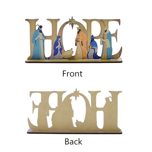 Nativity of Jesus Decorative Sign with Slip Proof Base Nativity Scene Table Centerpiece Decoration Ornament Gifts for Easter Christmas