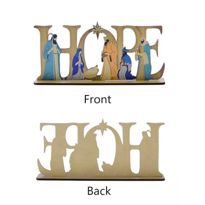 Nativity of Jesus Decorative Sign with Slip Proof Base Nativity Scene Table Centerpiece Decoration Ornament Gifts for Easter Christmas