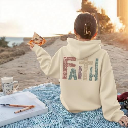 Girls Christian Hoodies Kids Jesus Faith Sweatshirts Cute Religious Graphic Sweater Inspirational God Bible Verse Top - color: Apricot, size: 11-12 Years