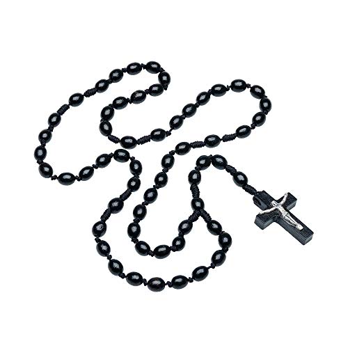 Intercession First Wood Rosary - Made in Brazil - style: Black - 6/8mm Beads