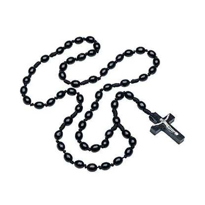 Intercession First Wood Rosary - Made in Brazil - style: Black - 6/8mm Beads
