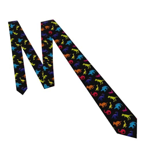 Men's Neckties, Novelty Printed Skinny Tie for Work Casual Party - color: Dinosaurs