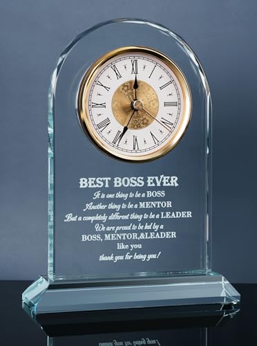 Best Boss Ever Gifts for Women & Men, Boss Day Appreciation Glass Clock - color: Boss Gift