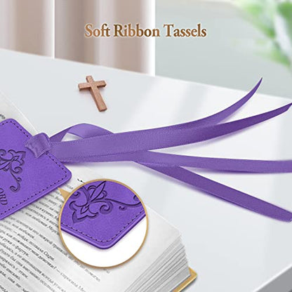 FINPAC Leather Bible Bookmarks, Bible Verse Book Markers - color: Violet