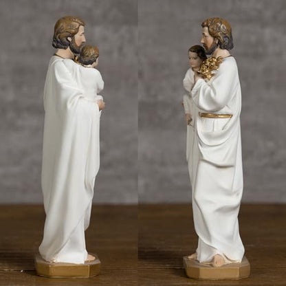 BC Catholic St. Joseph and Child Jesus Statue,6" H Catholic Saint Figure, Religious Gift for Father, Handpainted Renaissance Sculpture Purity & Grace Collection from Buildclassic (Gold &White) - color: Gold&white St. Joseph