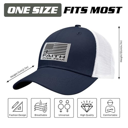 Christian Hats for Men Women, Faith Over Fear Hat - color: Blue White