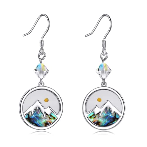AOBOCO Mustard Seed Earrings for Women Sterling Silver Mountain Cross Earrings Dangle Christian Religion Jewelry Mothers Day Birthday for Mom Wife Friends - style: Round Crystal Earring