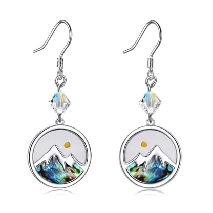 AOBOCO Mustard Seed Earrings for Women Sterling Silver Mountain Cross Earrings Dangle Christian Religion Jewelry Mothers Day Birthday for Mom Wife Friends - style: Round Crystal Earring