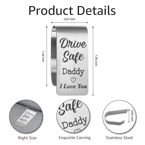 Safe Driving Reminder Car Visor Clip for Daddy from Son Daughter - color: Sliver17
