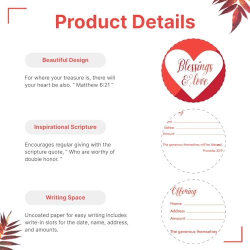 Church Offering Envelopes - Cash Envelopes For Tithes And Offering - Blessings & Love (NIV Scripture) - Pack of 100 - Swanson Christian Products