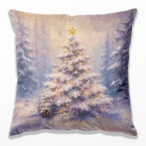 DOFOZ Rustic Snowy Christmas Tree Winter Forest Pillow Cover 18x18 Inch - color: 44 Color