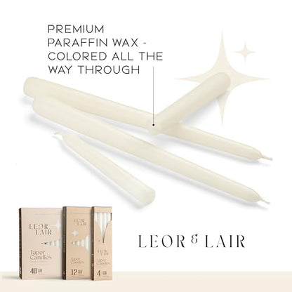 Leor & Lair White Taper Candle, 12 Pack, 10" Tall Candlesticks - color: White