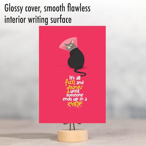 NobleWorks Catty Cards - Get Well Greeting Card with Envelope (4.63 x 6.75 Inch) - Featuring a Spunky Feline Wearing a Cone on a Brightly Colored Background C6558BGWG - style: Catty Cards