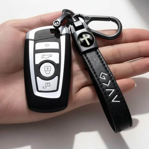 Christian Cross Leather Keychain for Men – Christian Gift for Dad Husband Son - color: Black – God is Greater (Gift Box)
