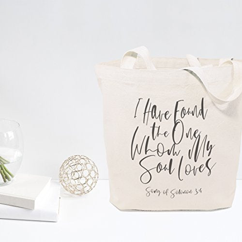 The Cotton & Canvas Co. Beach, Grocery, Farmers Market, Shopping and Travel Reusable Shoulder Tote and Handbag … - style: I Have Found the One Whom My Soul Loves, Song of Solomon 3:4
