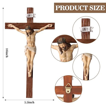 TALPGOD Crucifix Wall Cross 10 Inch,Jesus Cross Home Décor,Jesus Statue Catholic Hanging Cross for Wall Art,Religious Wall Crucifix Decor,Crucifijos Catolicos - size: 10"L x 5.5"W