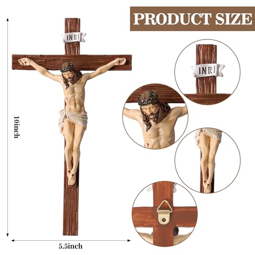 TALPGOD Crucifix Wall Cross 10 Inch,Jesus Cross Home Décor,Jesus Statue Catholic Hanging Cross for Wall Art,Religious Wall Crucifix Decor,Crucifijos Catolicos - size: 10"L x 5.5"W